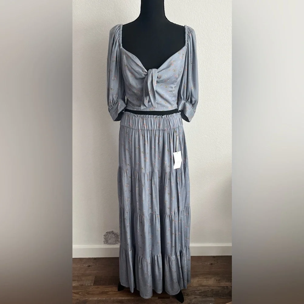 Jen’s Pirate Booty Dusty Blue and Floral Wilde Blouse and Skirt Set NWT - Picture 3 of 10